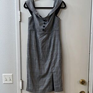 Bardot Gray Plaid Midi Dress